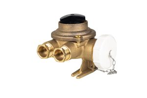 HNA Watertight Switch Socket, Brass, Twin Left Side Entry, 3 Pin 10 Amp, IP56