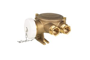 HNA Watertight Socket, Brass, Twin Right Side Entry, 3 Pin 10 Amp, IP56