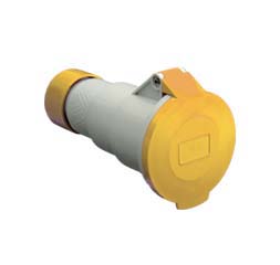 Cee-Type Connector, IP44 Splashproof, Yellow, 100-130V 16A 3 Pin