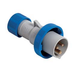 Cee-Type Male Plug, IP67 Watertight, Blue, 200-250V 16A 3 Pin