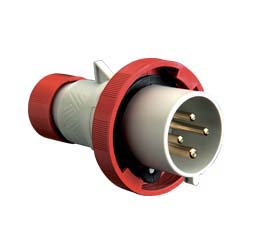 Cee-Type Male Plug, IP67 Watertight, Red, 380-415V 32A 4 Pin